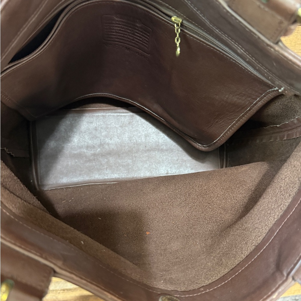 Coach Chocolate Brown Leather Tote with Brass Hardware - Picture 11 of 12